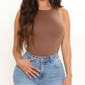NWT Double Lined Brown Bodysuit,Size Large,Fashion Nova Body Suit